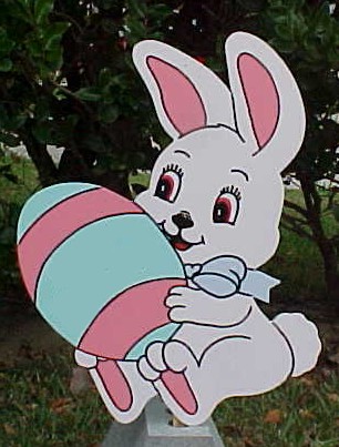 Bunny Holding Egg Lawn Sign