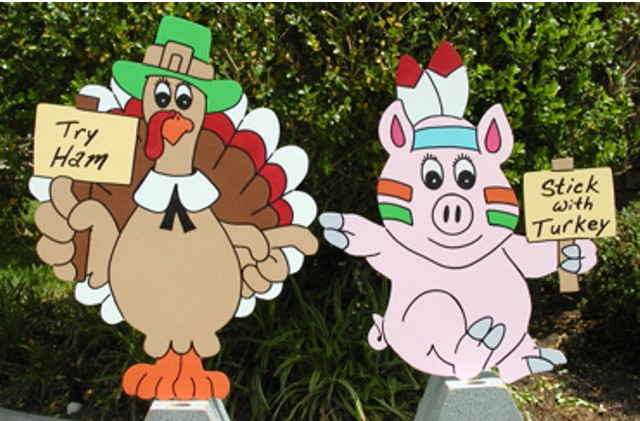 Turkey and Pig Lawn Sign Set